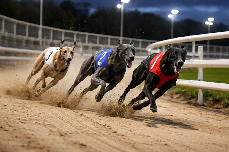 Stayer greyhounds racing the marathon distances at Hove Greyhound Stadium