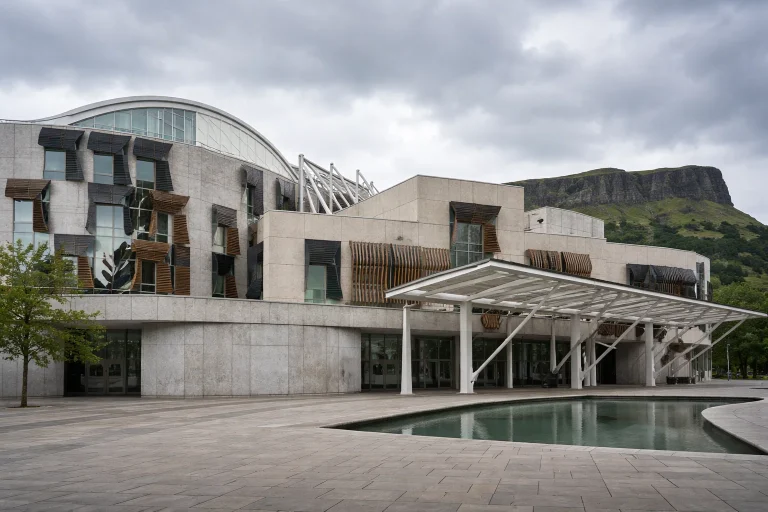 Exterior of the Scottish Parliament building at Holyrood in Edinburgh